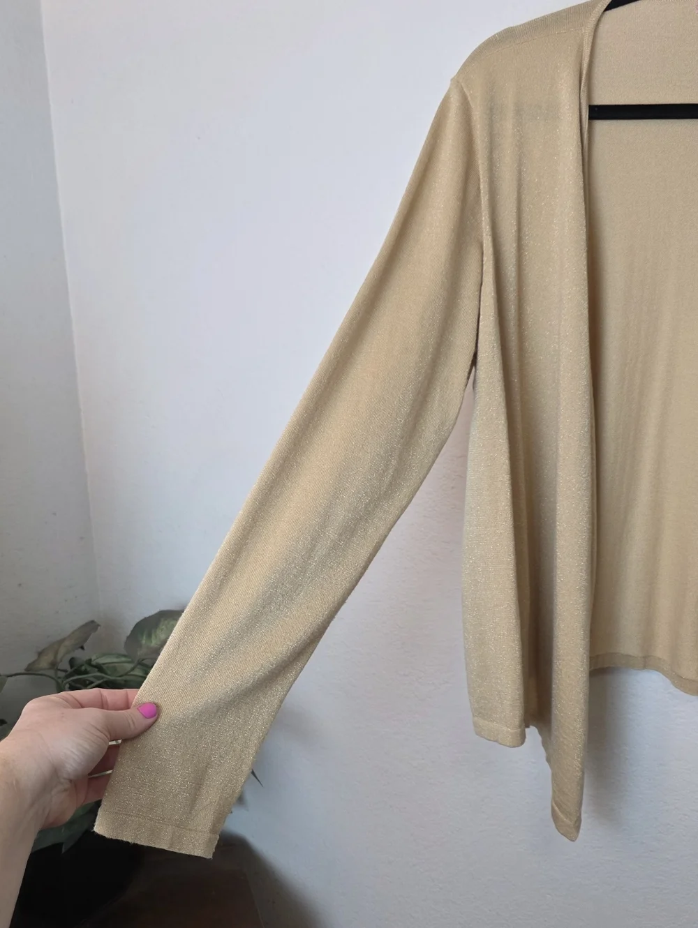 LILLY PULITZER Colony Gold Metallic Drape Front Cardigan Sweater Lightweight XL - Picture 5 of 12